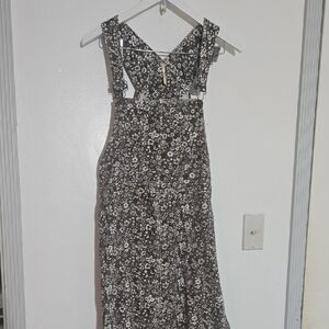 Black and White Floral Pinafore Dress